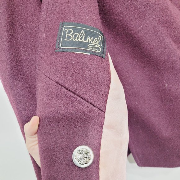 Balimel Vintage Plum Double Breasted Coquette Jacket Wool Blend Lined Elegance - Picture 9 of 15